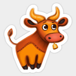 Cute Ox Drawing Sticker
